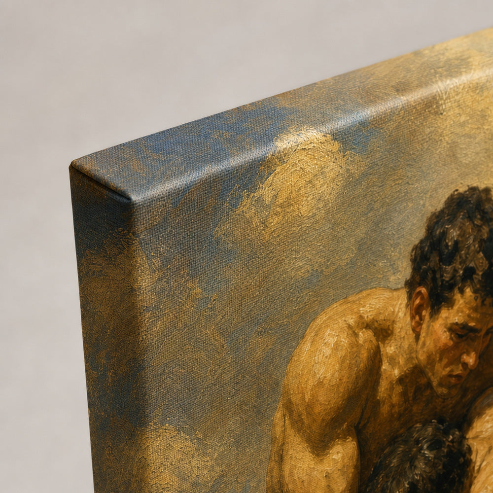 Classical Wrestlers Arena Oil Painting Canvas Wall Art - 03_detail_closeup