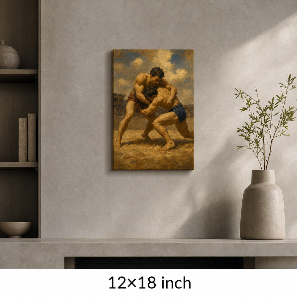 Classical Wrestlers Arena Oil Painting Canvas Wall Art - 04_sku_12x18_wall