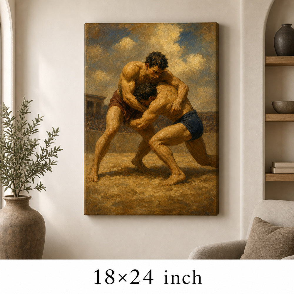 Classical Wrestlers Arena Oil Painting Canvas Wall Art - 05_sku_18x24_wall