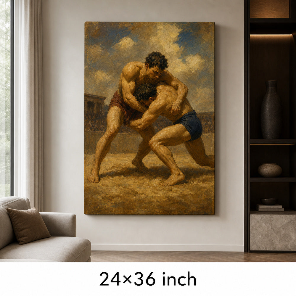Classical Wrestlers Arena Oil Painting Canvas Wall Art - 06_sku_24x36_wall