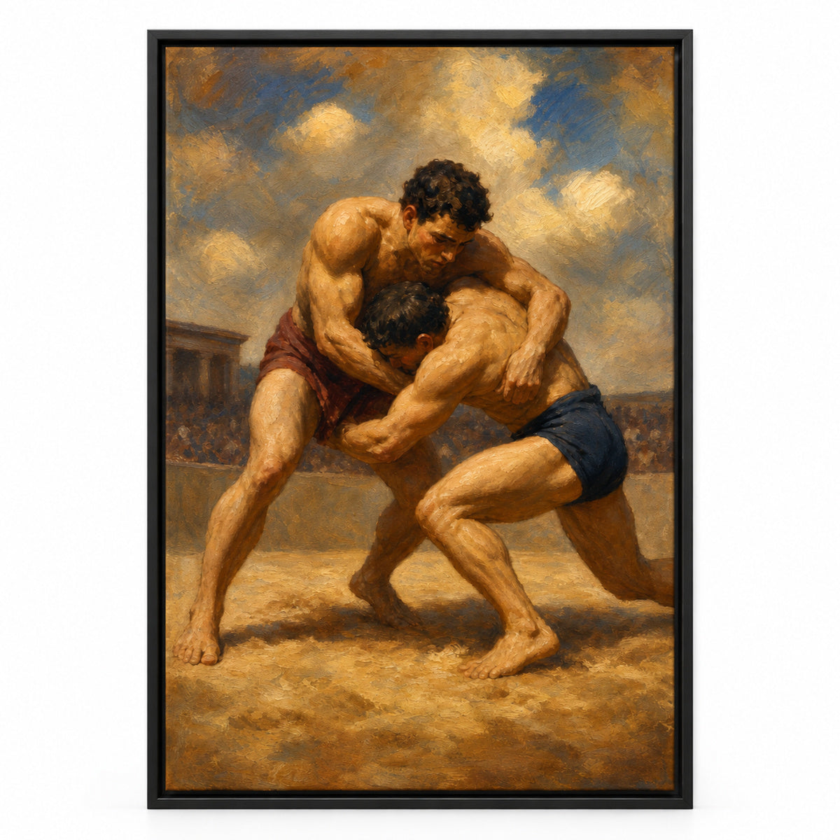 Classical Wrestlers Arena Oil Painting Canvas Wall Art | black_sku