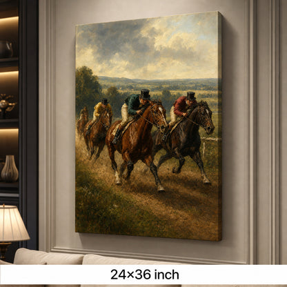 Early Equestrian Race Vintage Oil Painting Canvas Wall Art - 06_sku_24x36_wall