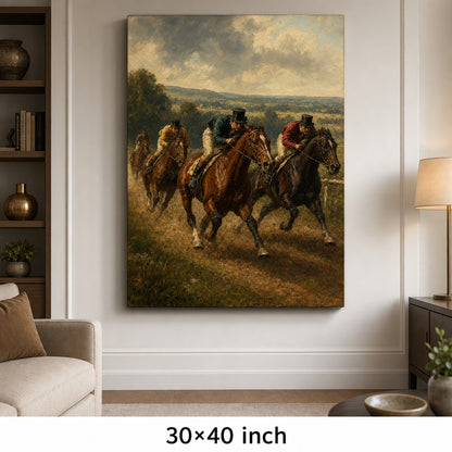 Early Equestrian Race Vintage Oil Painting Canvas Wall Art - 07_sku_30x40_wall