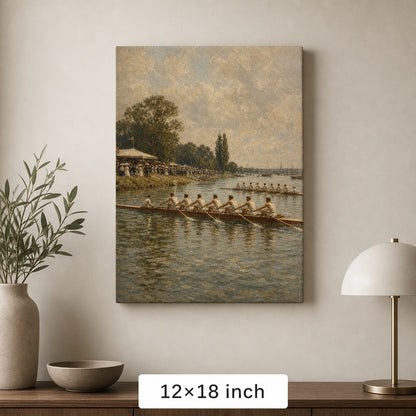Vintage Rowing Regatta Oil Painting Canvas Wall Art - 04_sku_12x18_wall