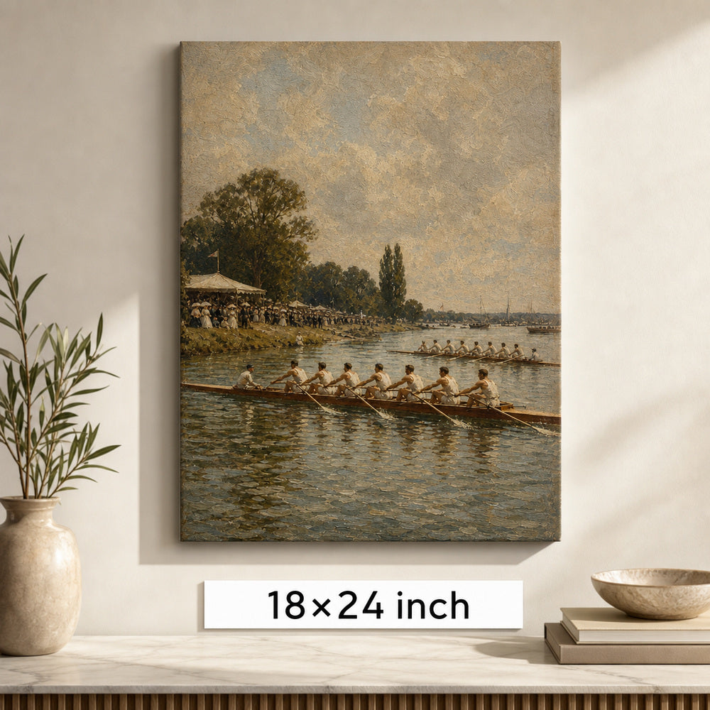 Vintage Rowing Regatta Oil Painting Canvas Wall Art - 05_sku_18x24_wall