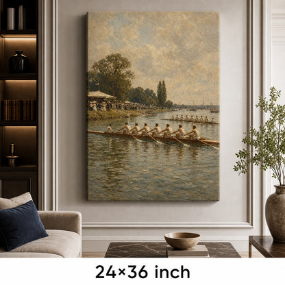 Vintage Rowing Regatta Oil Painting Canvas Wall Art - 06_sku_24x36_wall