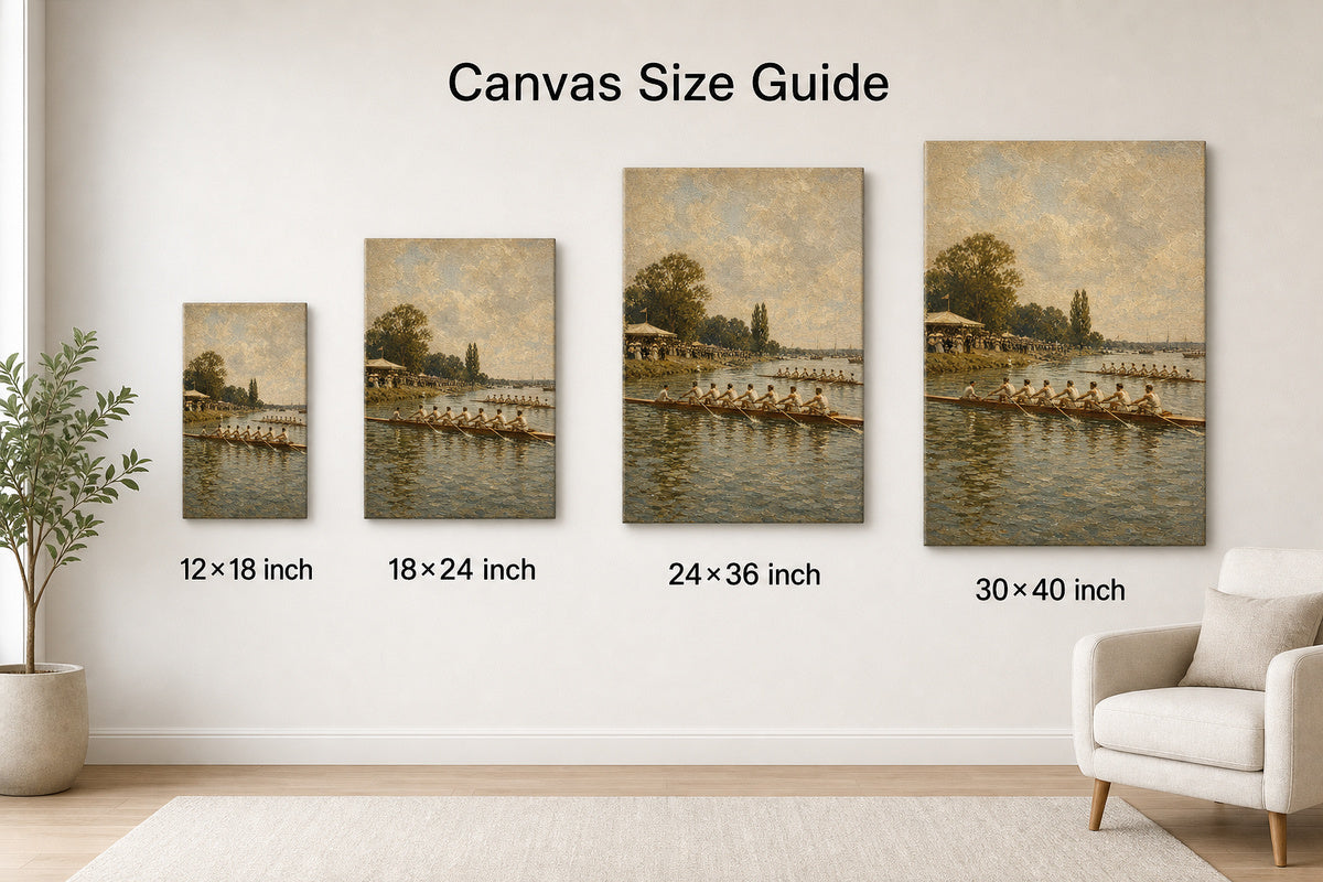 Vintage Rowing Regatta Oil Painting Canvas Wall Art - 08_size_comparison