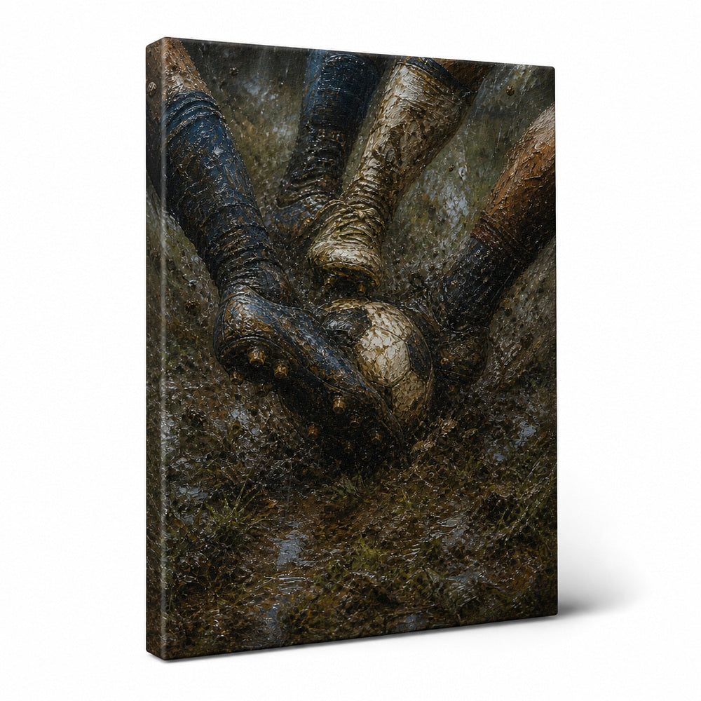 Muddy Tackle Boots Football Oil Painting Canvas Wall Art - soccer canvas wall art by AUSJOJO