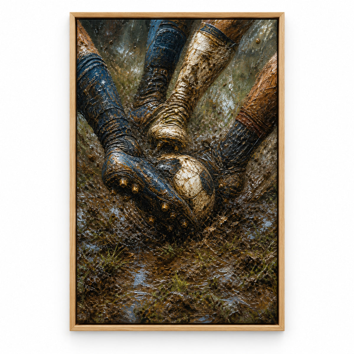 Muddy Tackle Boots Football Oil Painting Canvas Wall Art | brown_sku