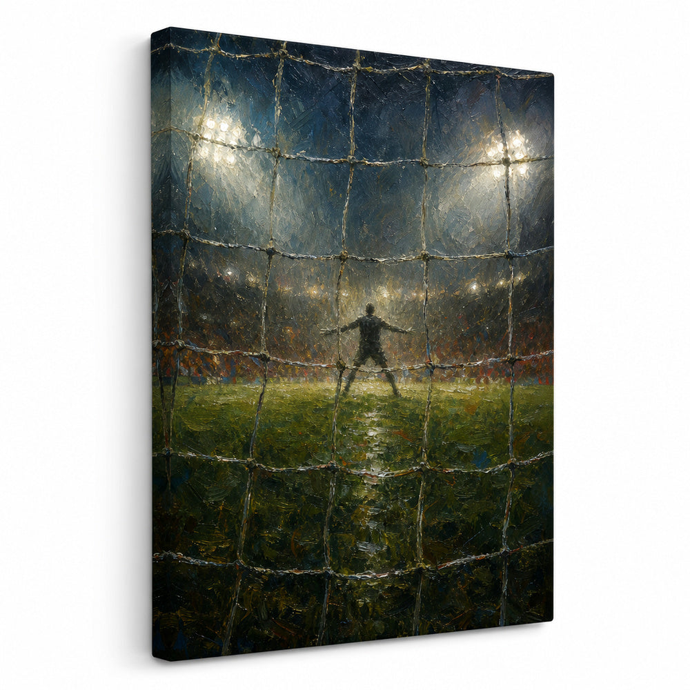 Goal Net Goalkeeper Gaze Football Oil Painting Canvas Wall Art - soccer canvas wall art by AUSJOJO