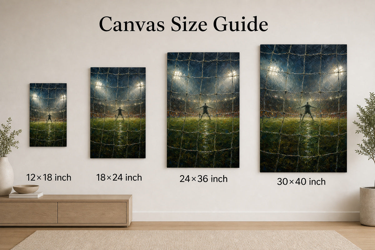 Goal Net Goalkeeper Gaze Football Oil Painting Canvas Wall Art - 08_size_comparison