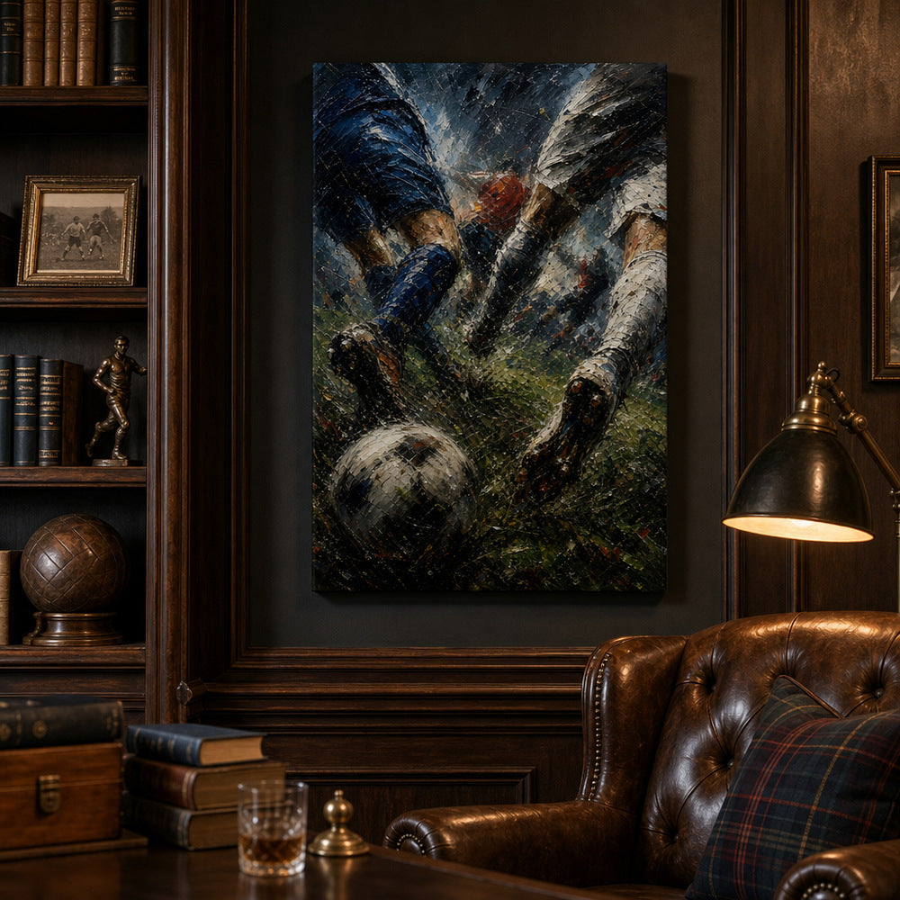 Final Whistle Abstract Football Motion Oil Painting Canvas Wall Art - 02_wall_scene