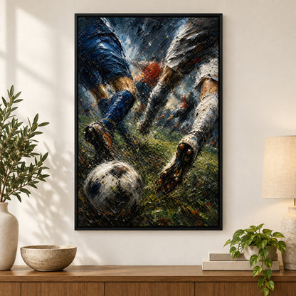 Final Whistle Abstract Football Motion Oil Painting Canvas Wall Art | black_independent_close