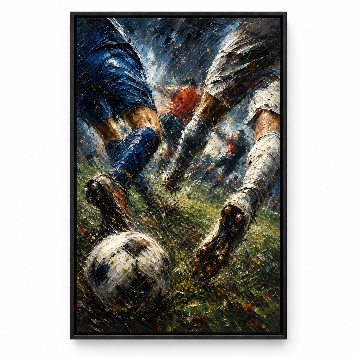 Final Whistle Abstract Football Motion Oil Painting Canvas Wall Art | black_sku