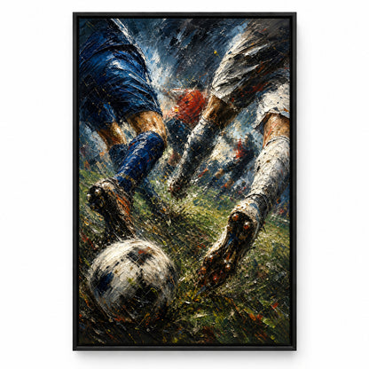 Final Whistle Abstract Football Motion Oil Painting Canvas Wall Art | black_sku