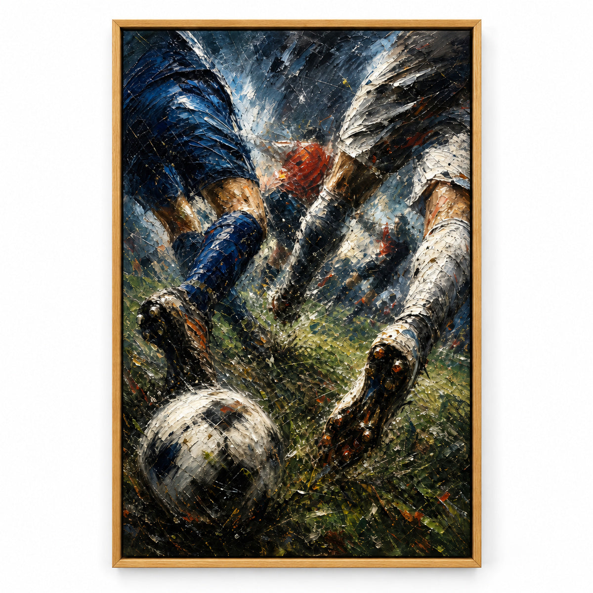 Final Whistle Abstract Football Motion Oil Painting Canvas Wall Art | brown_sku