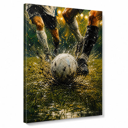 Ball Impact Rain Splatter Football Oil Painting Canvas Wall Art - 01_main_white_left_wrap