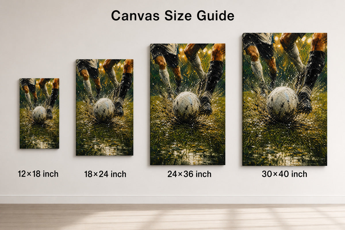 Ball Impact Rain Splatter Football Oil Painting Canvas Wall Art - 08_size_comparison