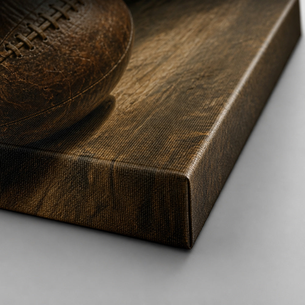 Vintage Leather Football Locker Bench Oil Painting Canvas Wall Art - 03_detail_closeup