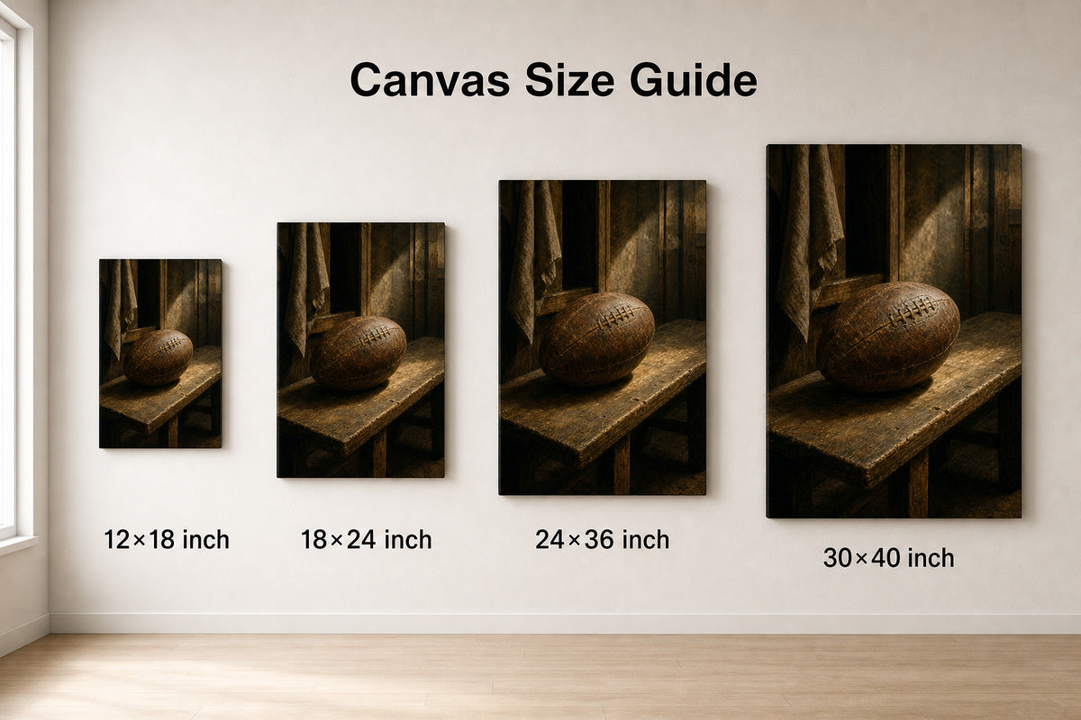 Vintage Leather Football Locker Bench Oil Painting Canvas Wall Art - 08_size_comparison