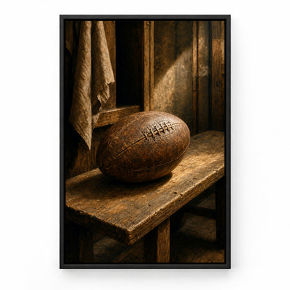 Vintage Leather Football Locker Bench Oil Painting Canvas Wall Art | black_sku