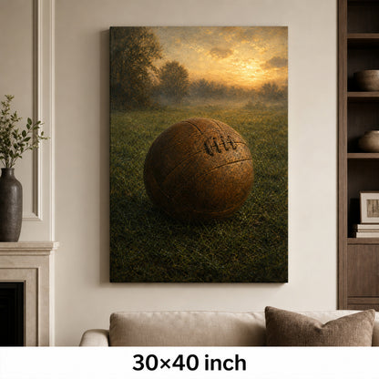 Vintage Leather Football Dawn Grass Oil Painting Canvas Wall Art - 07_sku_30x40_wall