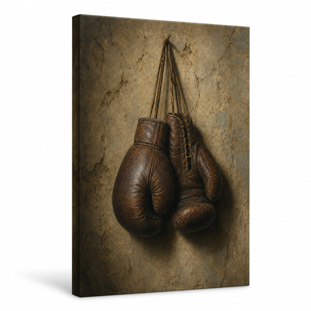 Hanging Vintage Boxing Gloves Oil Painting Canvas Wall Art - canvas wall art by AUSJOJO