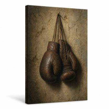 Hanging Vintage Boxing Gloves Oil Painting Canvas Wall Art - 01_main_white_left_wrap