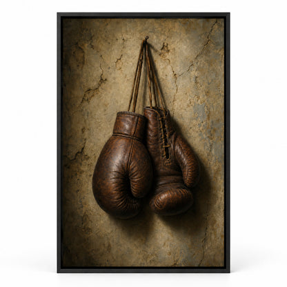 Hanging Vintage Boxing Gloves Oil Painting Canvas Wall Art | black_sku