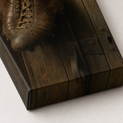 Hanging Old Leather Football Boots Oil Painting Canvas Wall Art - 03_detail_closeup