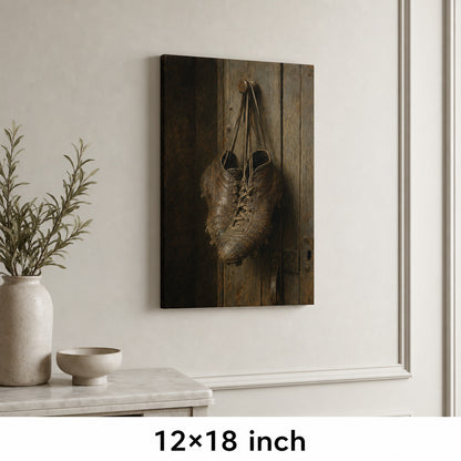 Hanging Old Leather Football Boots Oil Painting Canvas Wall Art - 04_sku_12x18_wall