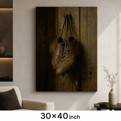 Hanging Old Leather Football Boots Oil Painting Canvas Wall Art - 07_sku_30x40_wall