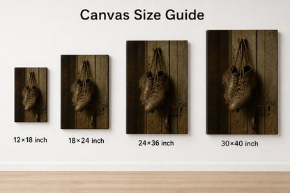 Hanging Old Leather Football Boots Oil Painting Canvas Wall Art - 08_size_comparison