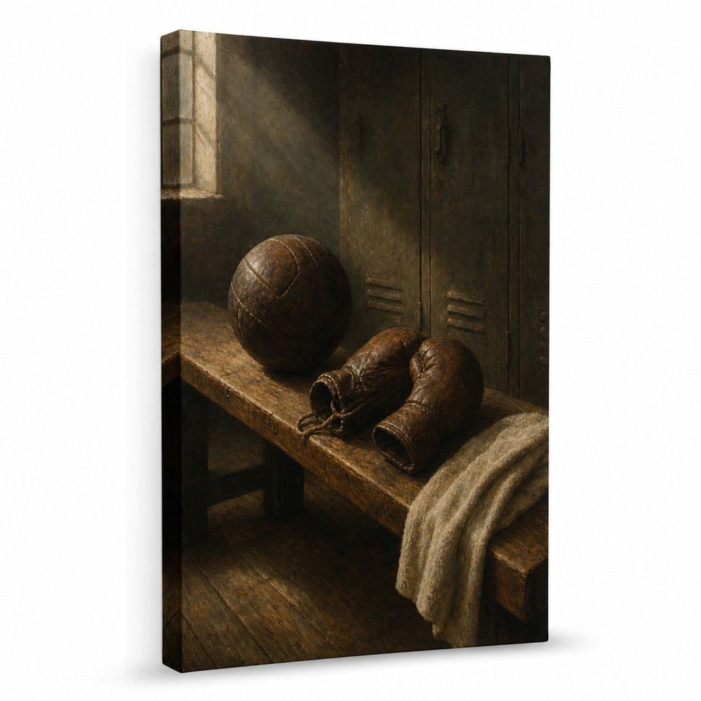 Vintage Sports Equipment Still Life Oil Painting Canvas Wall Art - farmhouse wall decor by AUSJOJO