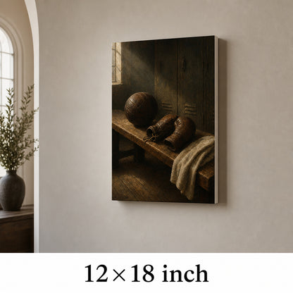 Vintage Sports Equipment Still Life Oil Painting Canvas Wall Art - 04_sku_12x18_wall