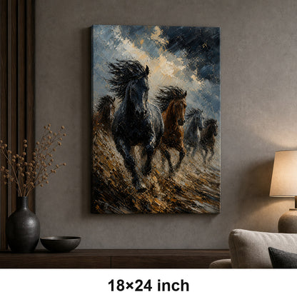 Wild Horse Storm Light Surge Oil Painting Canvas Wall Art - 05_sku_18x24_wall