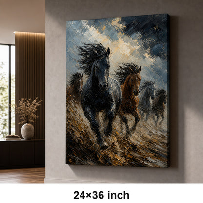 Wild Horse Storm Light Surge Oil Painting Canvas Wall Art - 06_sku_24x36_wall