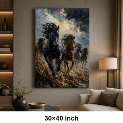 Wild Horse Storm Light Surge Oil Painting Canvas Wall Art - 07_sku_30x40_wall