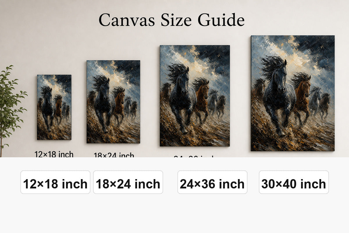 Wild Horse Storm Light Surge Oil Painting Canvas Wall Art - 08_size_comparison