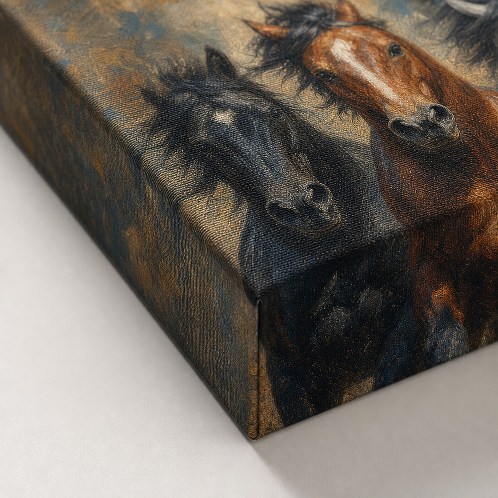 Wild Horse Muscle Mane Motion Oil Painting Canvas Wall Art - 03_detail_closeup