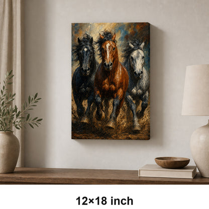 Wild Horse Muscle Mane Motion Oil Painting Canvas Wall Art - 04_sku_12x18_wall