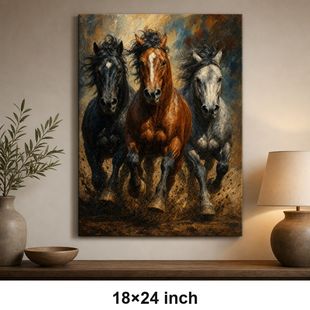 Wild Horse Muscle Mane Motion Oil Painting Canvas Wall Art - 05_sku_18x24_wall