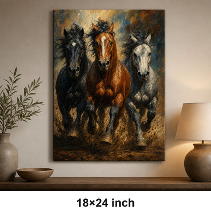Wild Horse Muscle Mane Motion Oil Painting Canvas Wall Art - 05_sku_18x24_wall