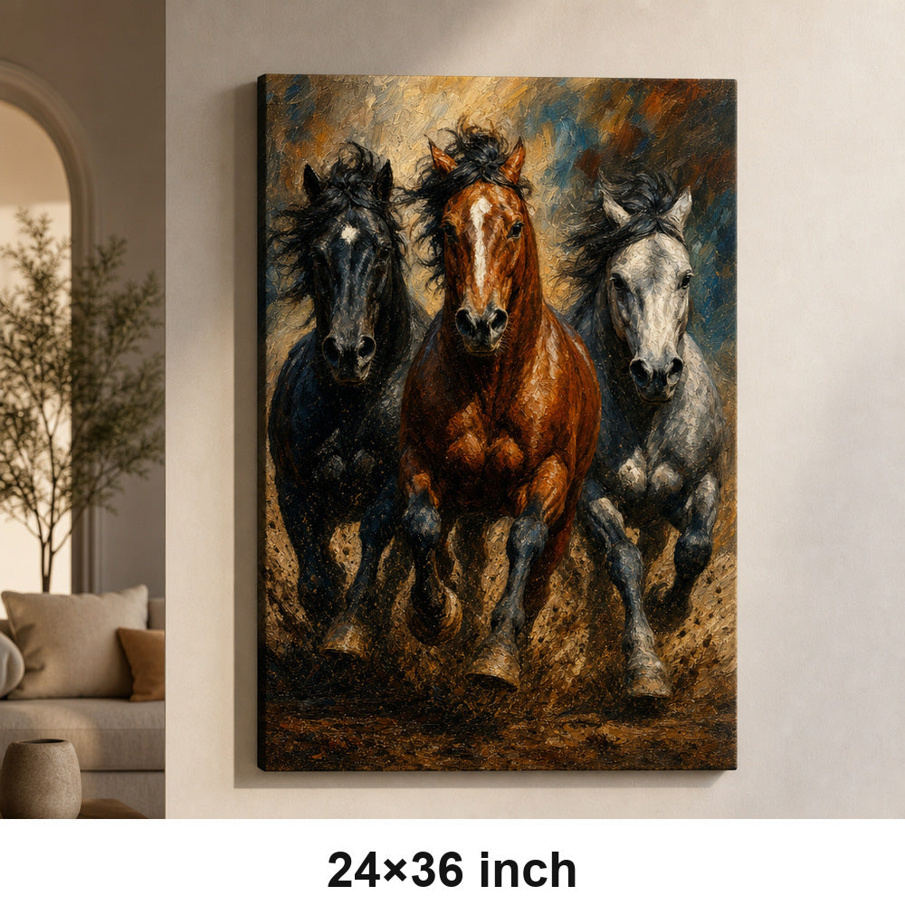 Wild Horse Muscle Mane Motion Oil Painting Canvas Wall Art - 06_sku_24x36_wall