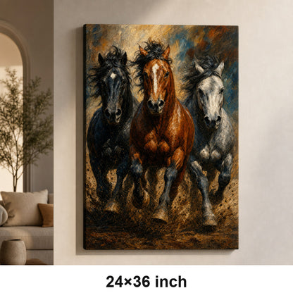 Wild Horse Muscle Mane Motion Oil Painting Canvas Wall Art - 06_sku_24x36_wall