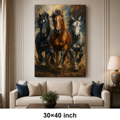 Wild Horse Muscle Mane Motion Oil Painting Canvas Wall Art - 07_sku_30x40_wall