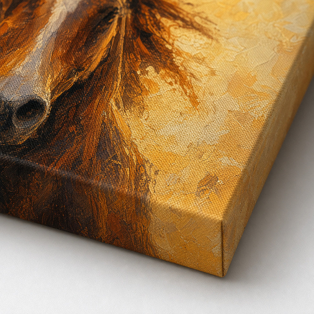 Wild Horse Dawn Gold Dust Oil Painting Canvas Wall Art - 03_detail_closeup