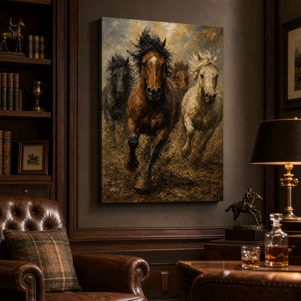 Wild Horse Finish Surge Oil Painting Canvas Wall Art - 02_wall_scene