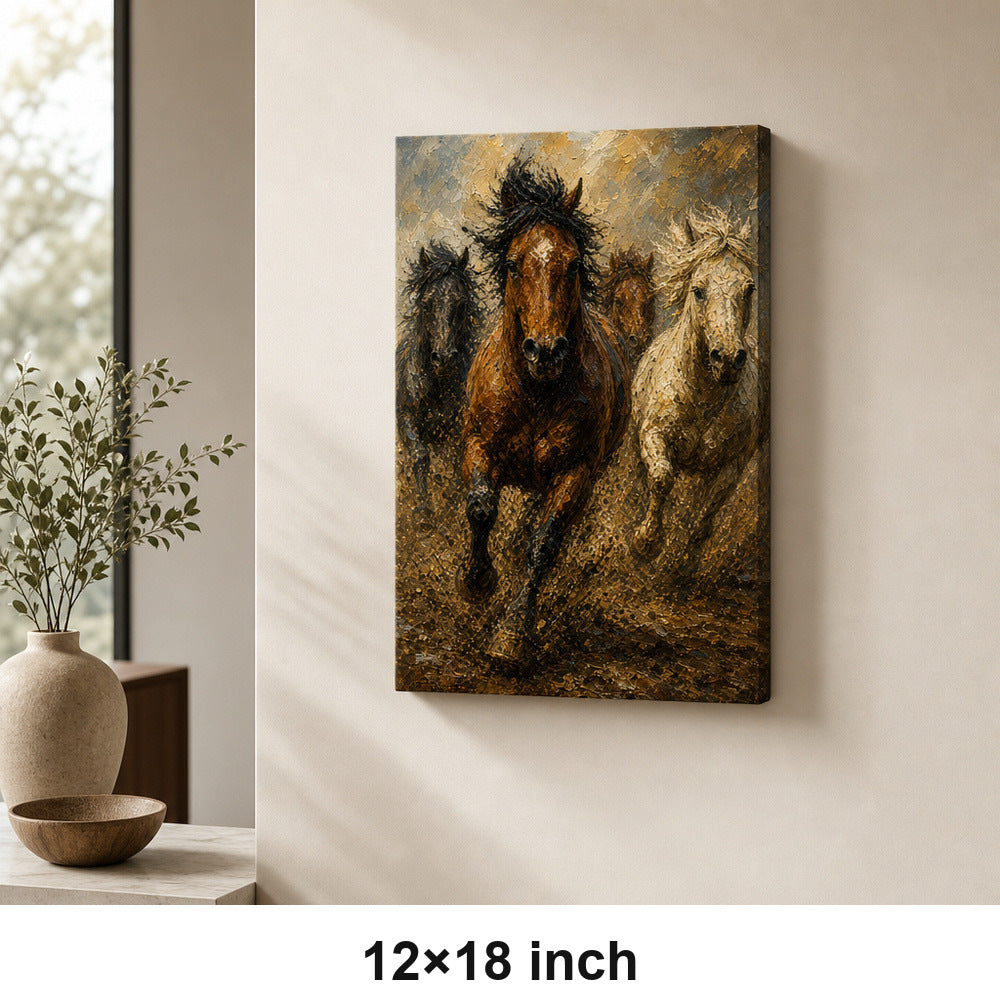 Wild Horse Finish Surge Oil Painting Canvas Wall Art - 04_sku_12x18_wall