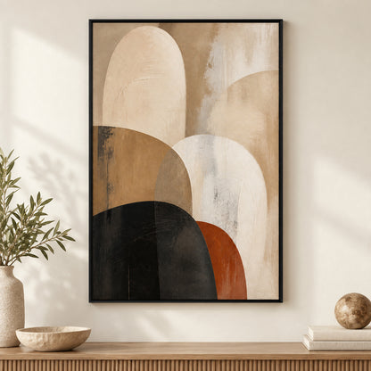 Neutral Abstract Soft Arch Forms Canvas Wall Art | black_independent_close